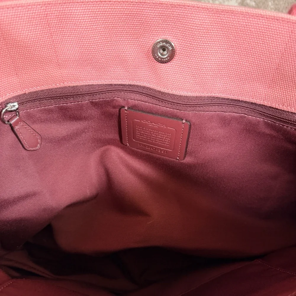 Coach Tote Bag‎ Women's Pink Canvas Snap Double Handle Spacious